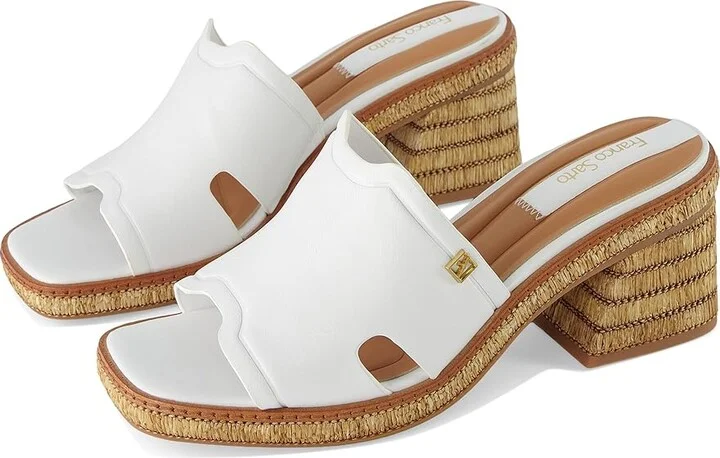 Franco Sarto Florence Fashion Slide Heeled Sandals Women's Sandals White Leather : 10 M, Textile