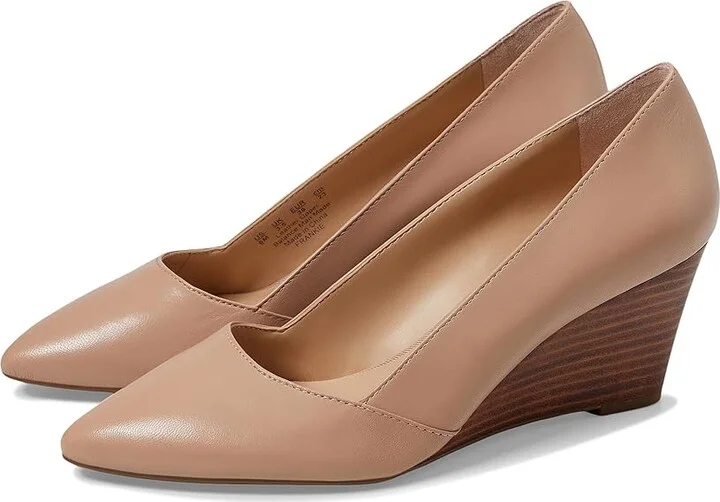 Franco Sarto Frankie Wedge Pumps High Women's Heels Ballet Beige Leather : 9.5 W