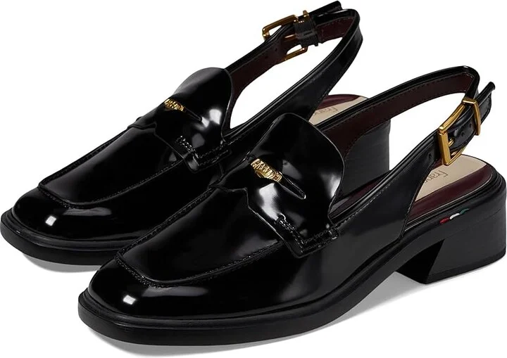 Franco Sarto Giada Slingback Loafers Women's Flat Shoes Black : 6 M, Faux Leather