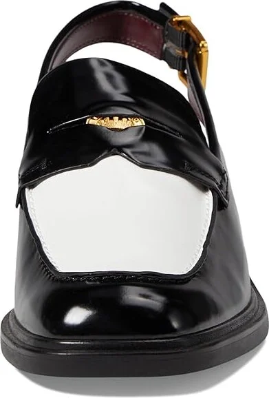 Franco Sarto Giada Slingback Loafers Women's Flat Shoes Black/White Gloss : 5.5 M, Faux Leather - Image 2