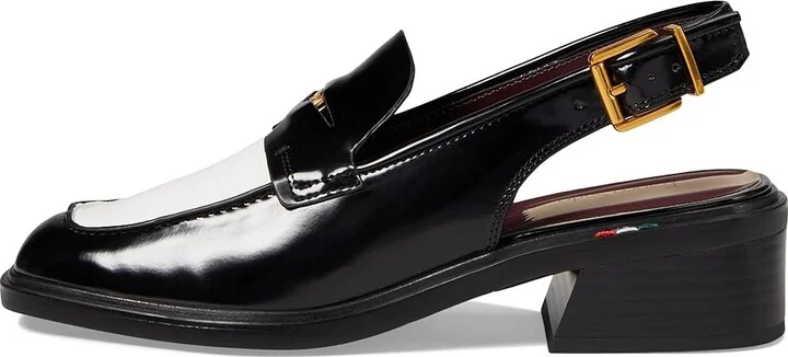 Franco Sarto Giada Slingback Loafers Women's Flat Shoes Black/White Gloss : 5.5 M, Faux Leather - Image 5
