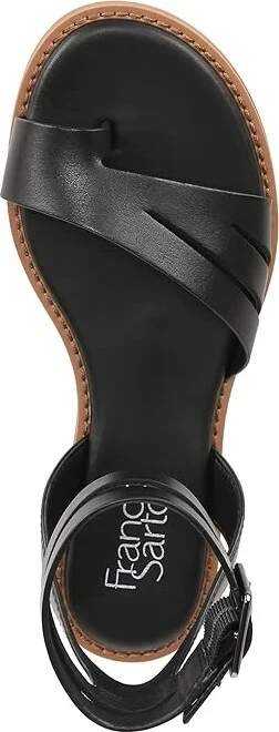 Franco Sarto Greene Ankle Strap Flat Sandals Women's Sandals Black Leather : 5 M - Image 2