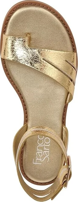 Franco Sarto Greene Ankle Strap Flat Sandals Women's Sandals Gold Metallic : 6.5 M, Leather - Image 2