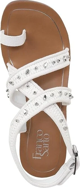Franco Sarto Ina Strappy Sandal Women's Sandals White Raffia : 6.5 M, Synthetic - Image 2