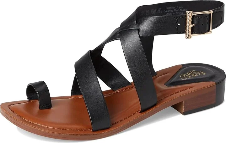 Franco Sarto Ina Strappy Sandals Women's Sandals Black Leather : 5 M - Image 5