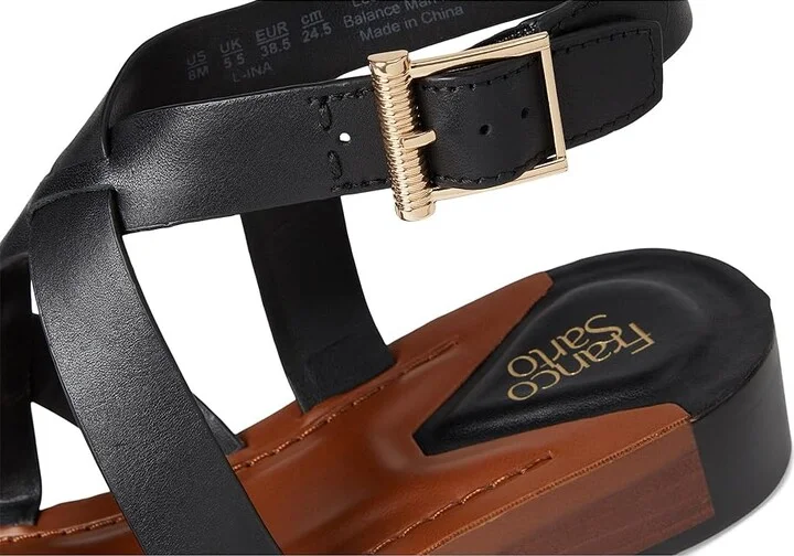 Franco Sarto Ina Strappy Sandals Women's Sandals Black Leather : 5 M - Image 7