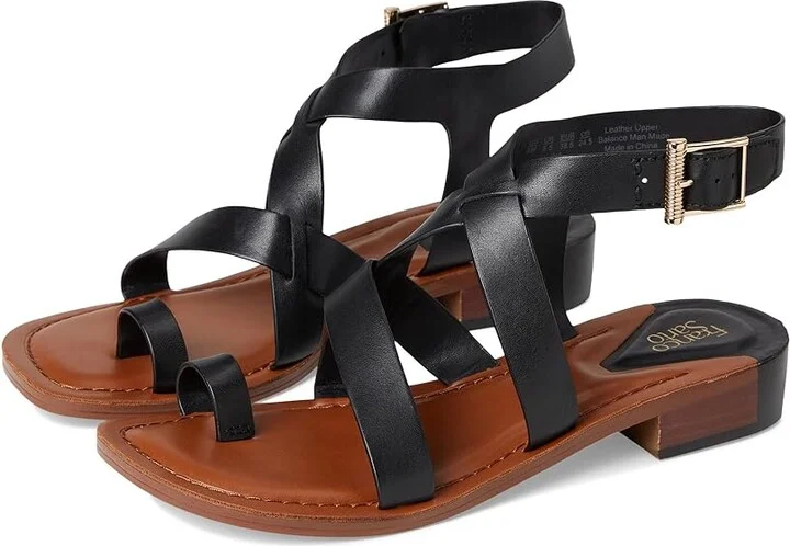 Franco Sarto Ina Strappy Sandals Women's Sandals Black Leather : 5 M