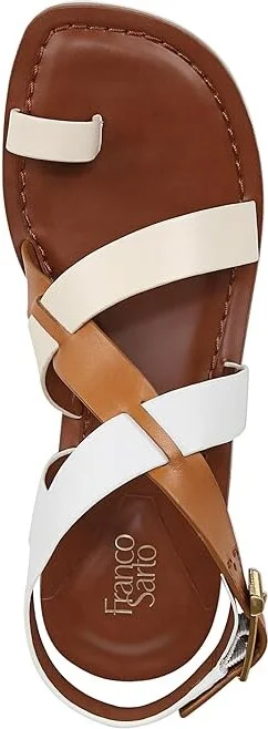Franco Sarto Ina Strappy Sandals Women's Sandals Ivory White/Tan Leather : 9.5 M - Image 2