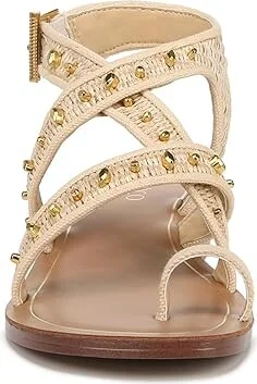Franco Sarto Ina Strappy Sandals Women's Sandals Natural Raffia : 9 M, Leather - Image 5