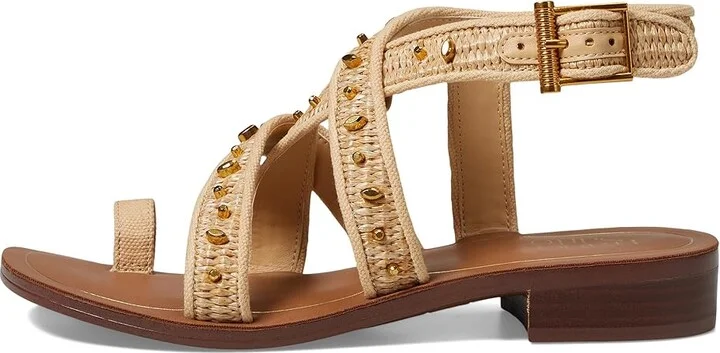 Franco Sarto Ina Strappy Sandals Women's Sandals Natural Raffia : 9 M, Leather - Image 6