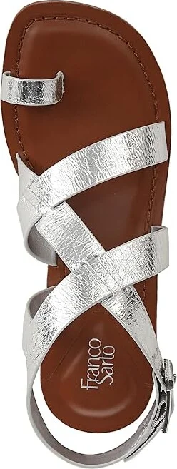 Franco Sarto Ina Strappy Sandals Women's Sandals Silver Metallic : 9.5 M, Leather - Image 2