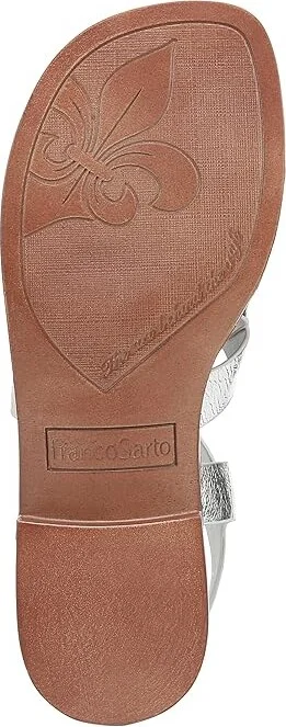 Franco Sarto Ina Strappy Sandals Women's Sandals Silver Metallic : 9.5 M, Leather - Image 3
