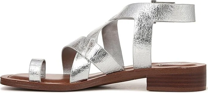Franco Sarto Ina Strappy Sandals Women's Sandals Silver Metallic : 9.5 M, Leather - Image 5