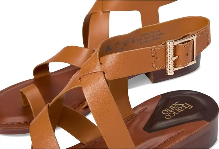 Franco Sarto Ina Strappy Sandals Women's Sandals Tan Leather : 6 M - Image 7