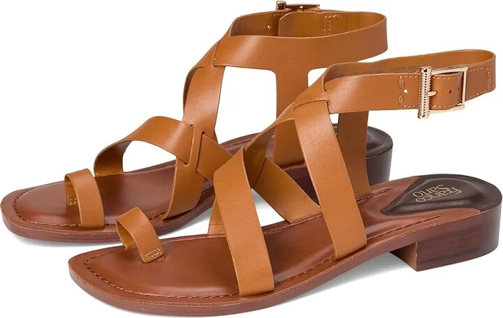 Franco Sarto Ina Strappy Sandals Women's Sandals Tan Leather : 6 M