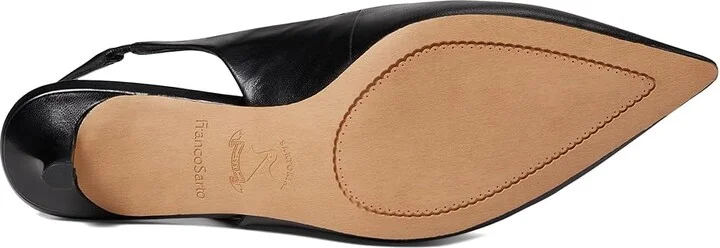 Franco Sarto Khloe Pointed Toe Slingback Kitten Heel High Women's Heels Black Leather : 9 M - Image 3