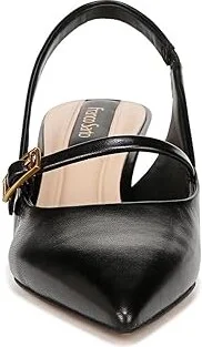 Franco Sarto Khloe Pointed Toe Slingback Kitten Heel High Women's Heels Black Leather : 9 M - Image 5