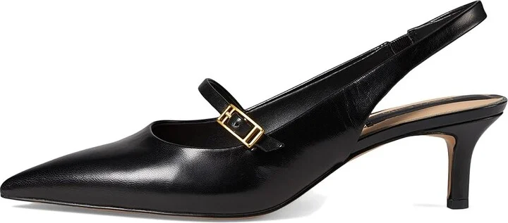 Franco Sarto Khloe Pointed Toe Slingback Kitten Heel High Women's Heels Black Leather : 9 M - Image 6