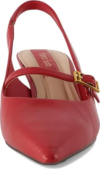 Franco Sarto Khloe Pointed Toe Slingback Kitten Heel High Women's Heels Cherry Red Leather : 8 M - Image 2