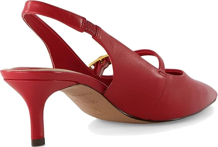 Franco Sarto Khloe Pointed Toe Slingback Kitten Heel High Women's Heels Cherry Red Leather : 8 M - Image 4