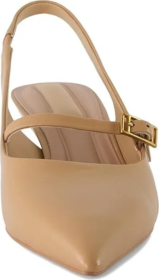 Franco Sarto Khloe Pointed Toe Slingback Kitten Heel High Women's Heels Nude Beige Leather : 7 M - Image 2