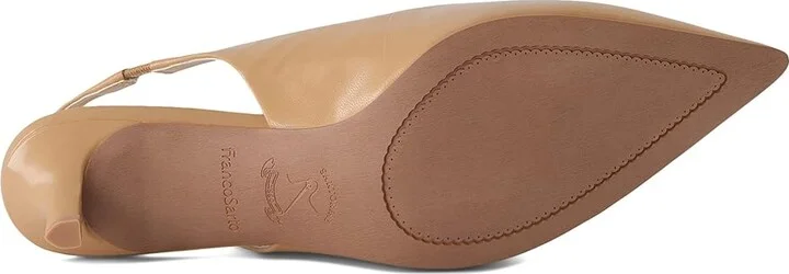 Franco Sarto Khloe Pointed Toe Slingback Kitten Heel High Women's Heels Nude Beige Leather : 7 M - Image 3