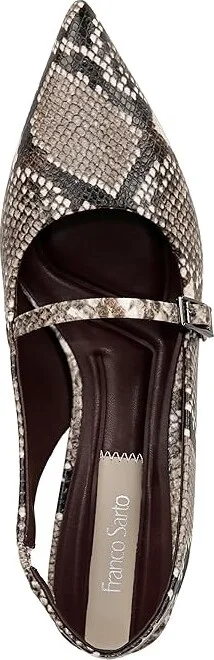 Franco Sarto Khloe Pointed Toe Slingback Kitten Heel High Women's Heels Roccia Snake Faux Leather : 5 M - Image 2