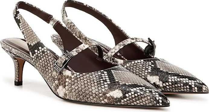 Franco Sarto Khloe Pointed Toe Slingback Kitten Heel High Women's Heels Roccia Snake Faux Leather : 5 M