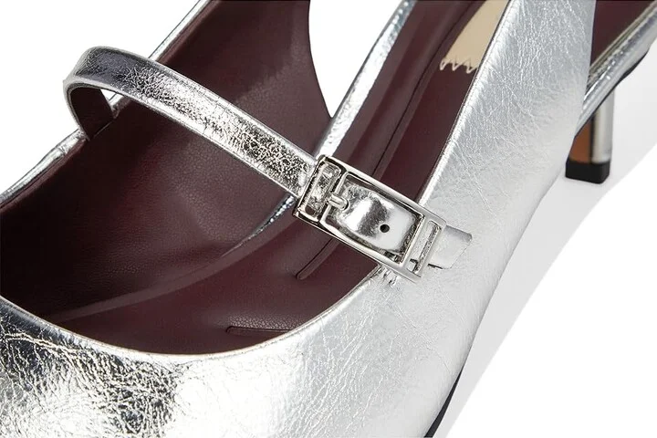 Franco Sarto Khloe Pointed Toe Slingback Kitten Heel High Women's Heels Silver Metallic : 6.5 W, Leather/Rubber - Image 7