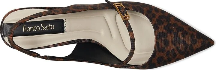 Franco Sarto Khloe Pointed Toe Slingback Kitten Heel High Women's Heels Tan : 6.5 M, Leather/Rubber - Image 2