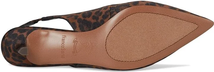 Franco Sarto Khloe Pointed Toe Slingback Kitten Heel High Women's Heels Tan : 6.5 M, Leather/Rubber - Image 3