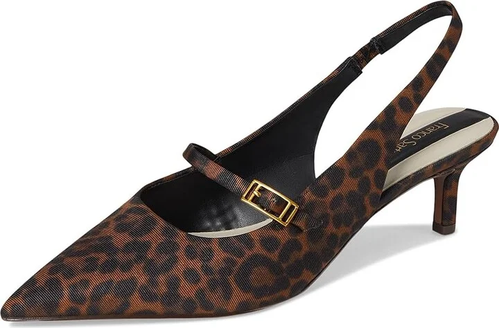 Franco Sarto Khloe Pointed Toe Slingback Kitten Heel High Women's Heels Tan : 6.5 M, Leather/Rubber - Image 5