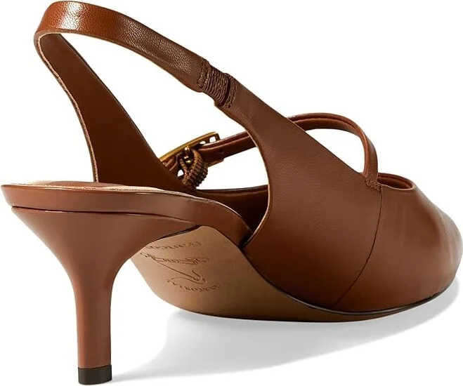 Franco Sarto Khloe Pointed Toe Slingback Kitten Heel High Women's Heels Tawny Brown Leather : 10 M - Image 4