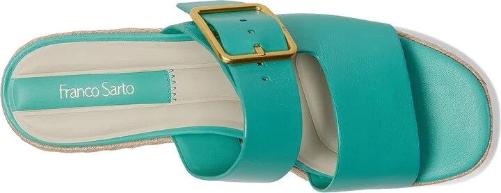 Franco Sarto L-taziana Slide Sandals Women's Wedge Shoes Aquamarine Blue : 12 M, Leather - Image 2