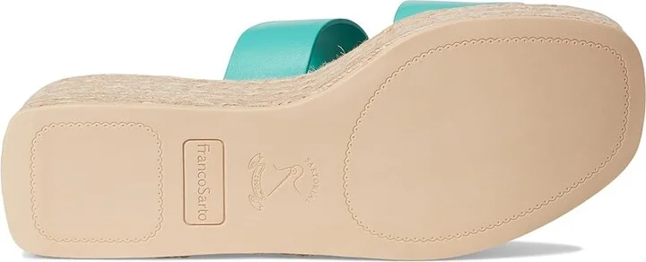 Franco Sarto L-taziana Slide Sandals Women's Wedge Shoes Aquamarine Blue : 12 M, Leather - Image 3