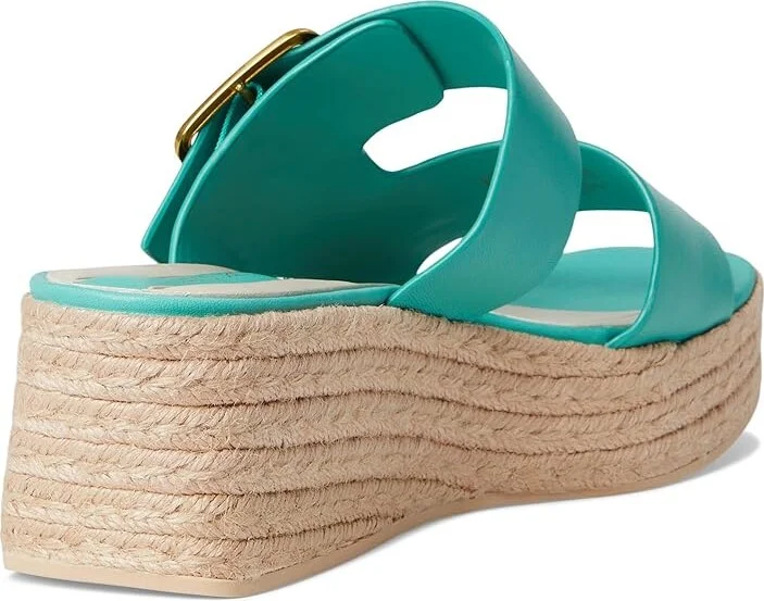 Franco Sarto L-taziana Slide Sandals Women's Wedge Shoes Aquamarine Blue : 12 M, Leather - Image 4