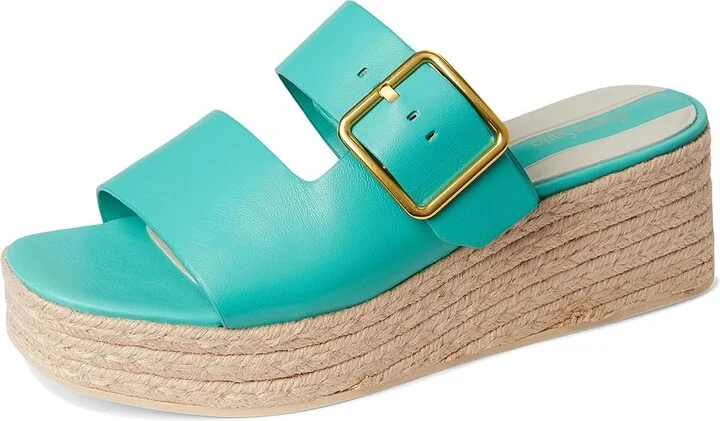 Franco Sarto L-taziana Slide Sandals Women's Wedge Shoes Aquamarine Blue : 12 M, Leather - Image 5