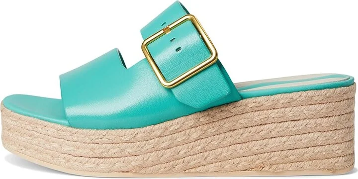 Franco Sarto L-taziana Slide Sandals Women's Wedge Shoes Aquamarine Blue : 12 M, Leather - Image 6
