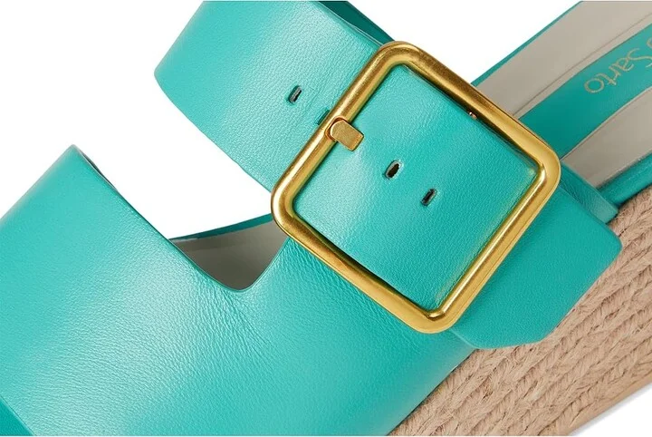 Franco Sarto L-taziana Slide Sandals Women's Wedge Shoes Aquamarine Blue : 12 M, Leather - Image 7