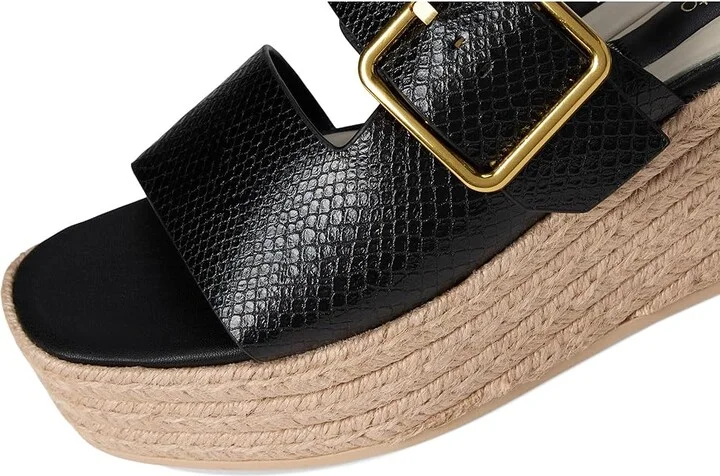 Franco Sarto L-taziana Slide Sandals Women's Wedge Shoes Black Snake Print : 6 M, Leather - Image 7