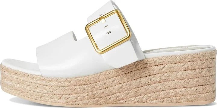 Franco Sarto L-taziana Slide Sandals Women's Wedge Shoes Bright White : 9 M, Leather - Image 6