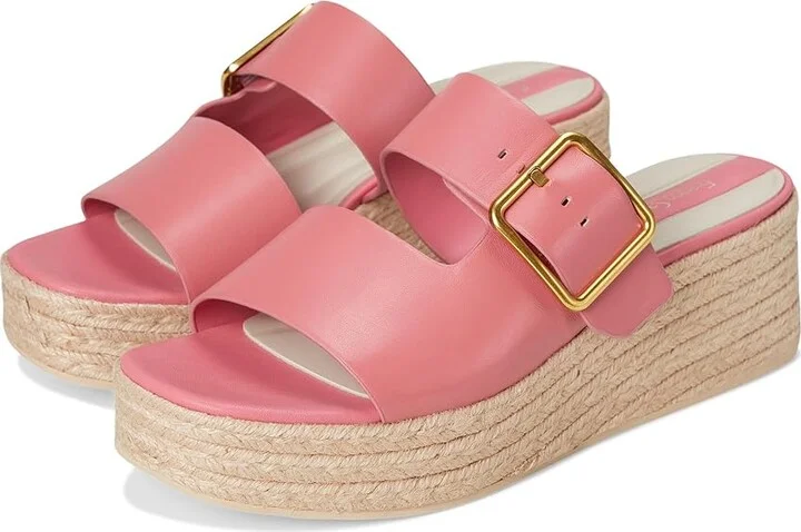 Franco Sarto L-taziana Slide Sandals Women's Wedge Shoes Strawberry Pink : 5 M, Leather