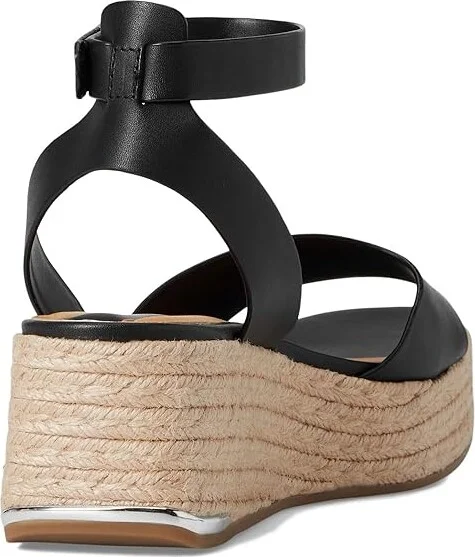 Franco Sarto L-tiffany Espadrille Sandals Women's Wedge Shoes Black : 8.5 M, Leather - Image 4