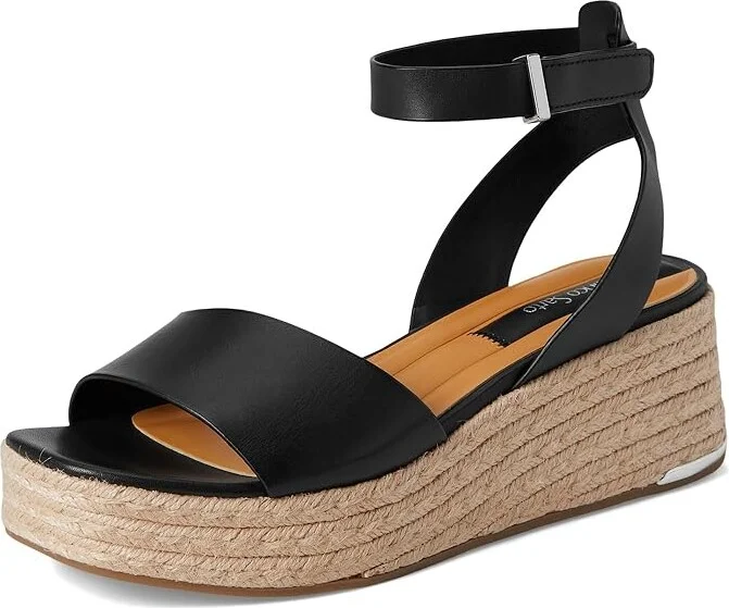 Franco Sarto L-tiffany Espadrille Sandals Women's Wedge Shoes Black : 8.5 M, Leather - Image 5