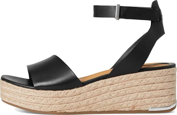 Franco Sarto L-tiffany Espadrille Sandals Women's Wedge Shoes Black : 8.5 M, Leather - Image 6