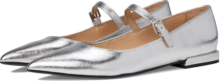 Franco Sarto Nalin Mary Janes Women's Shoes Silver Metallic Faux Leather : 10 M