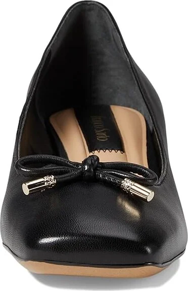 Franco Sarto Natalia Square Toe Block Heel Pumps with Bow High Women's Heels Black Leather : 7 M - Image 2