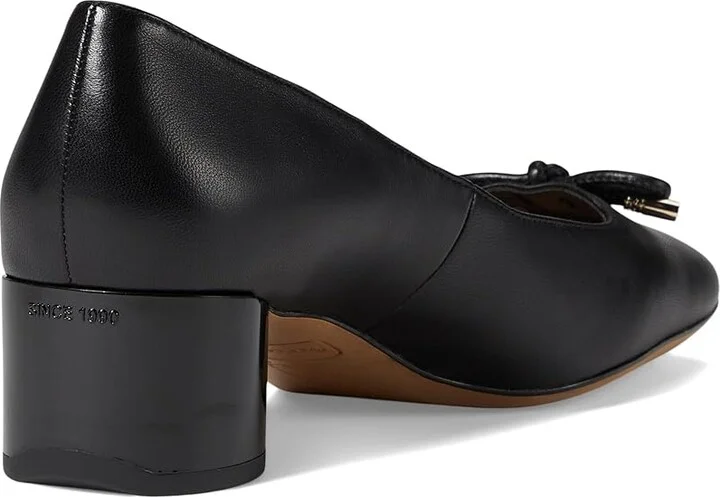 Franco Sarto Natalia Square Toe Block Heel Pumps with Bow High Women's Heels Black Leather : 7 M - Image 4