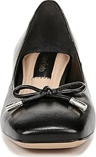 Franco Sarto Natalia Square Toe Block Heel Pumps with Bow High Women's Heels Black Leather : 7 M - Image 5