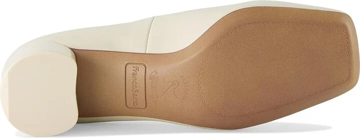 Franco Sarto Natalia Square Toe Block Heel Pumps with Bow High Women's Heels Cream White Leather : 7 M - Image 3